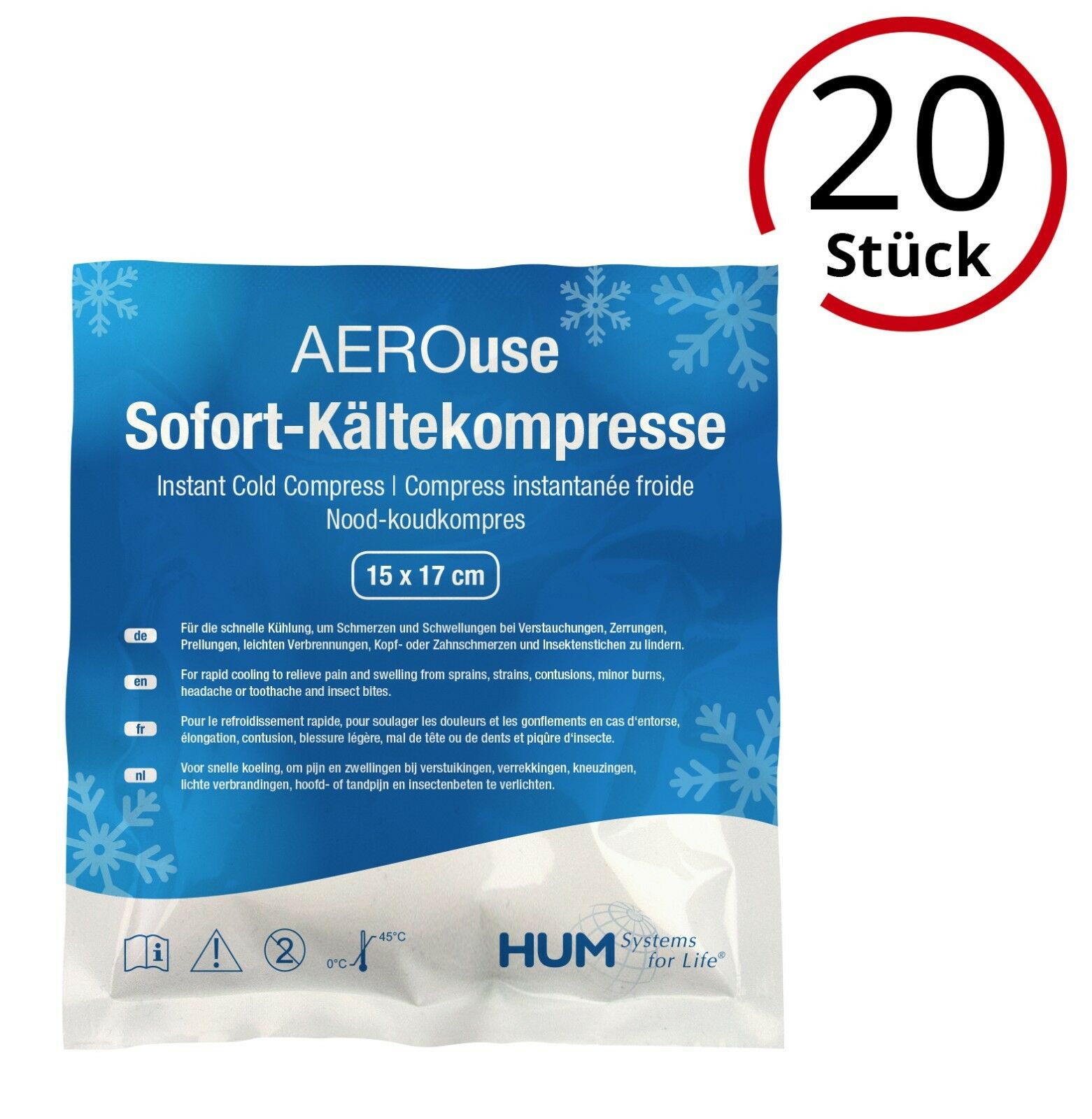 20 X Aerouse Sofort-kältekompresse Coldpack Kühlpack Kühlkompresse Einmal Cool
